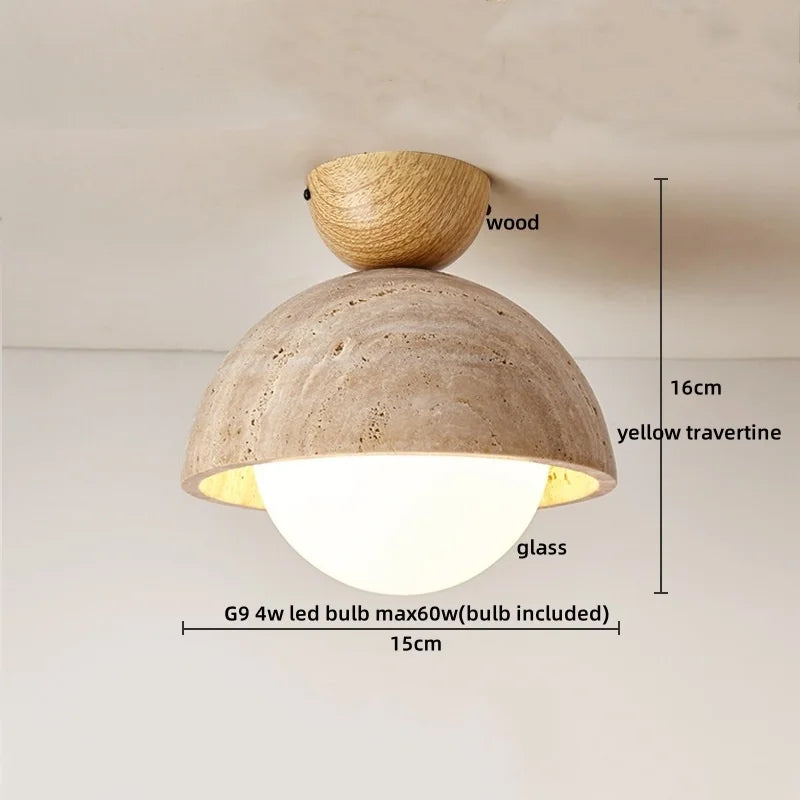 Ruelle Veil Globe Travertine Ceiling Light – product view 17