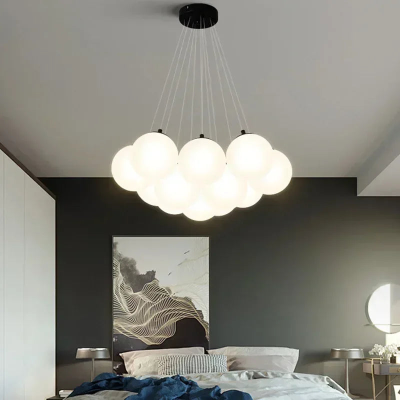 Modern Minimalist Chandelier – Glass for Hotel Lobby, Hotel Lobby | Seraphine Crest by Evenlyr