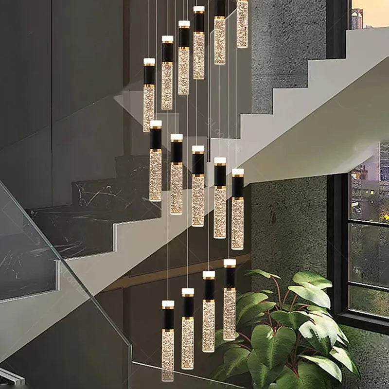 Modern Minimalist Chandelier – Crystal Dimmable LED for Dining Room, Hotel Lobby | Elowen Veil by Evenlyr