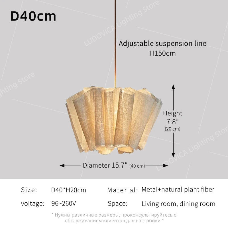 Fabric Chandelier – Wabi-Sabi Vintage LED for Living Room, Restaurant & Café, Office & Study | Celia Halo by Evenlyr