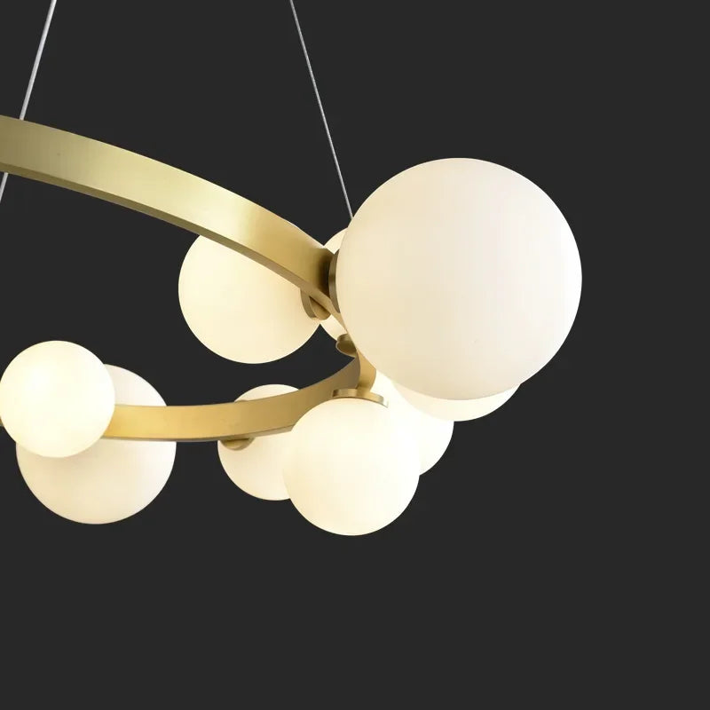 Glass Globe Chandelier – Modern LED for Bedroom & Bedside, Dining Room & Kitchen | Virelle Frame by Evenlyr