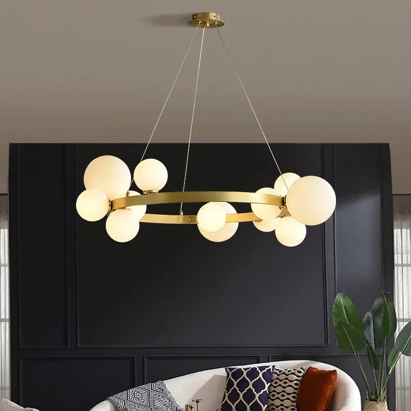 Modern Minimalist Chandelier – Glass Adjustable for Bedroom, Hotel Lobby | Zaria Line by Evenlyr