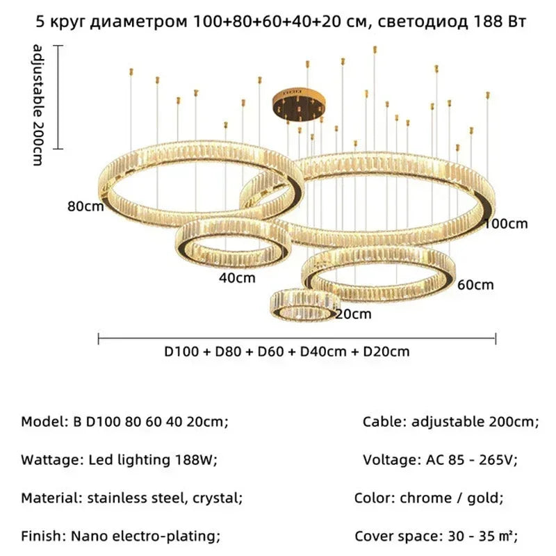 Evren Arc Dimmable Crystal Pendant Light – product view 13