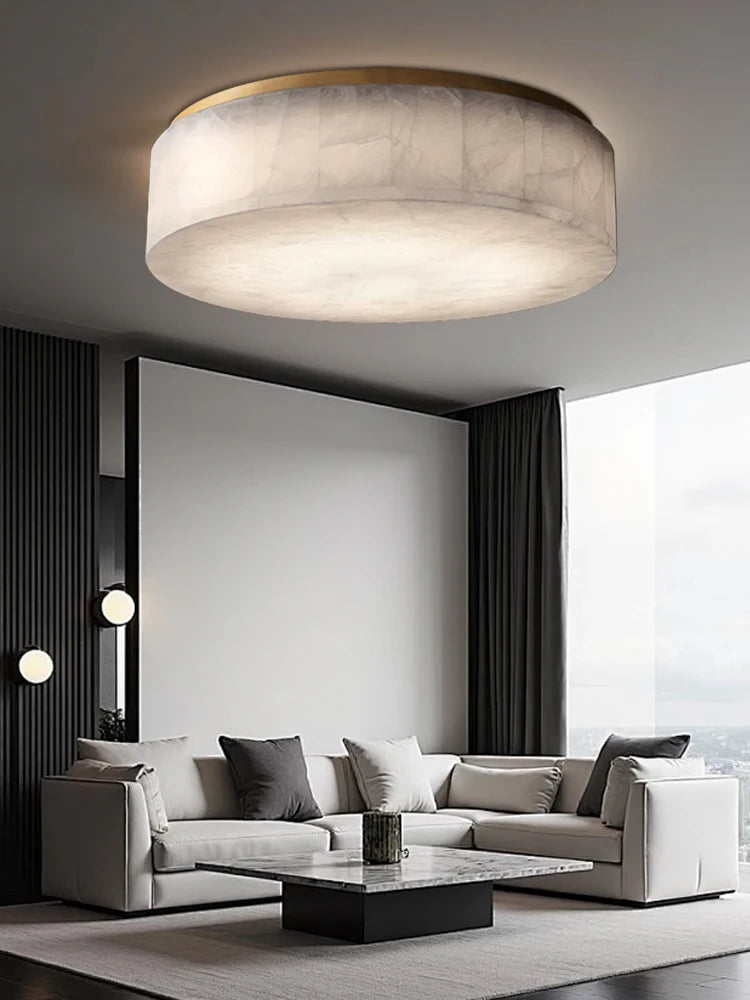 Alabaster & Marble Flush Mount Ceiling Light – Modern Minimalist Dimmable LED for Bedroom, Kitchen, Dining Room | Celeste Line by Evenlyr