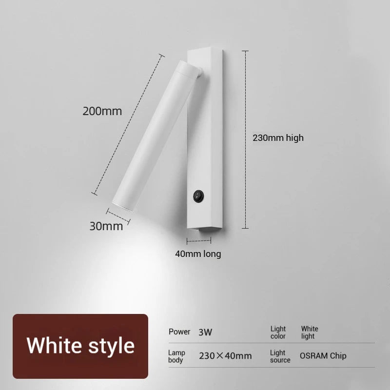 Firenze Adjustable LED Reading Wall Spotlight with Switch