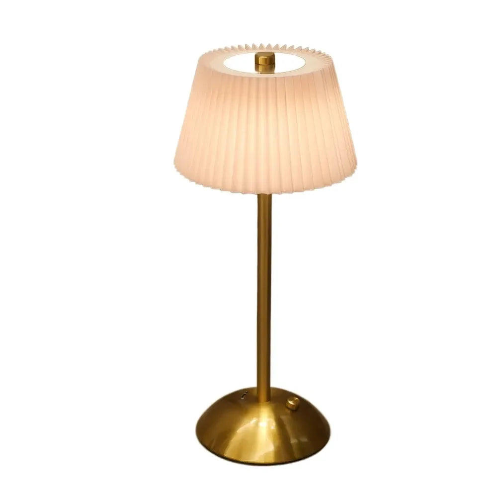 Fabric Table Lamp – Modern Minimalist Cordless Rechargeable for Bedside, Desk & Office, Restaurant Table | Zaria Column by Evenlyr