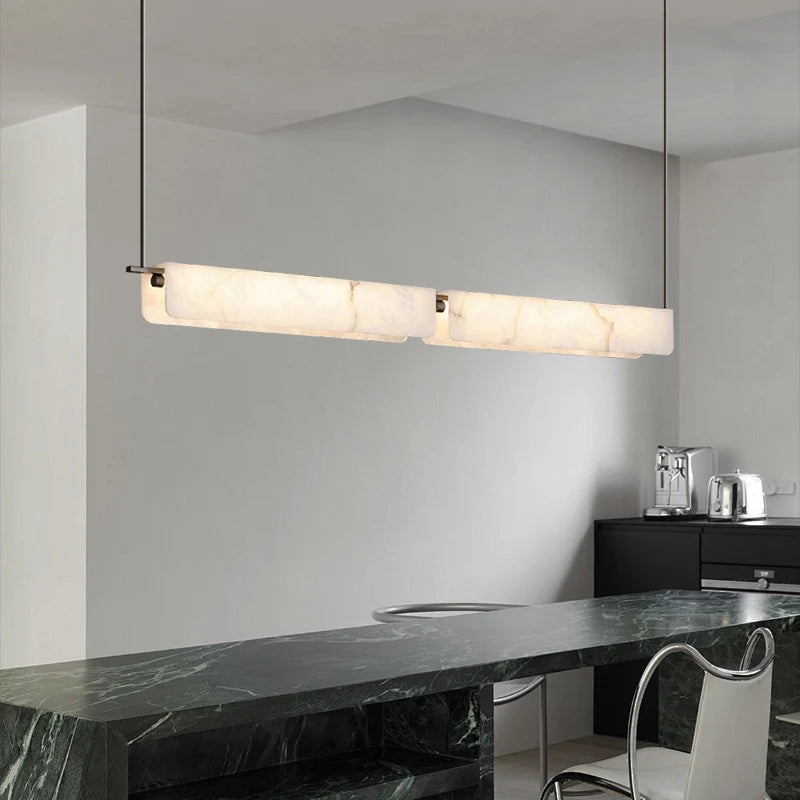 Alabaster & Marble Chandelier – Modern Minimalist for Dining Room, Kitchen Island, Living Room | Seraphine Line by Evenlyr