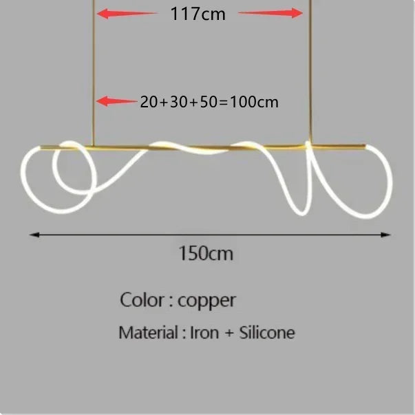 Metal Linear Chandelier – Modern LED Linear for Dining Room & Kitchen, Restaurant & Café | Alora Veil by Evenlyr