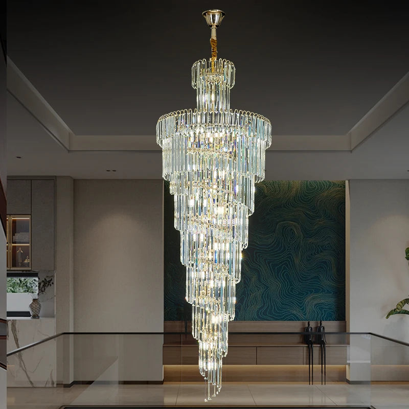 Crystal Chandelier – Modern Minimalist for Living Room, Staircase, Dining Room | Ilyra Halo by Evenlyr