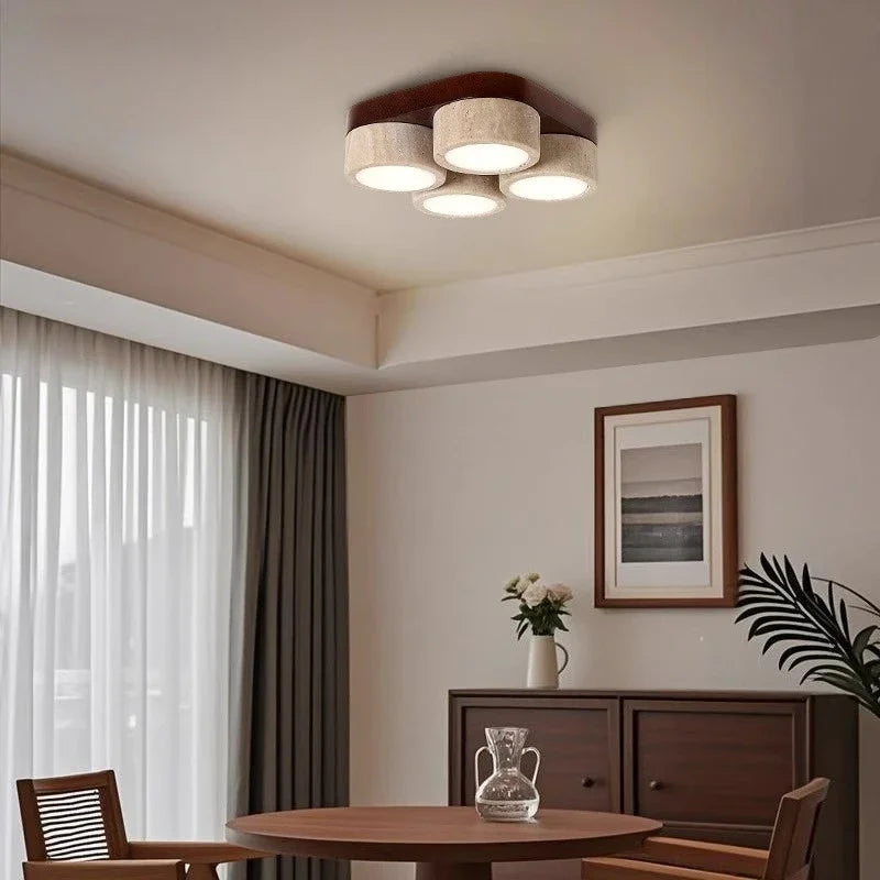 Hesper Veil Linear Travertine Ceiling Light – Wabi-Sabi Travertine Linear Ceiling Lights for Dining Room