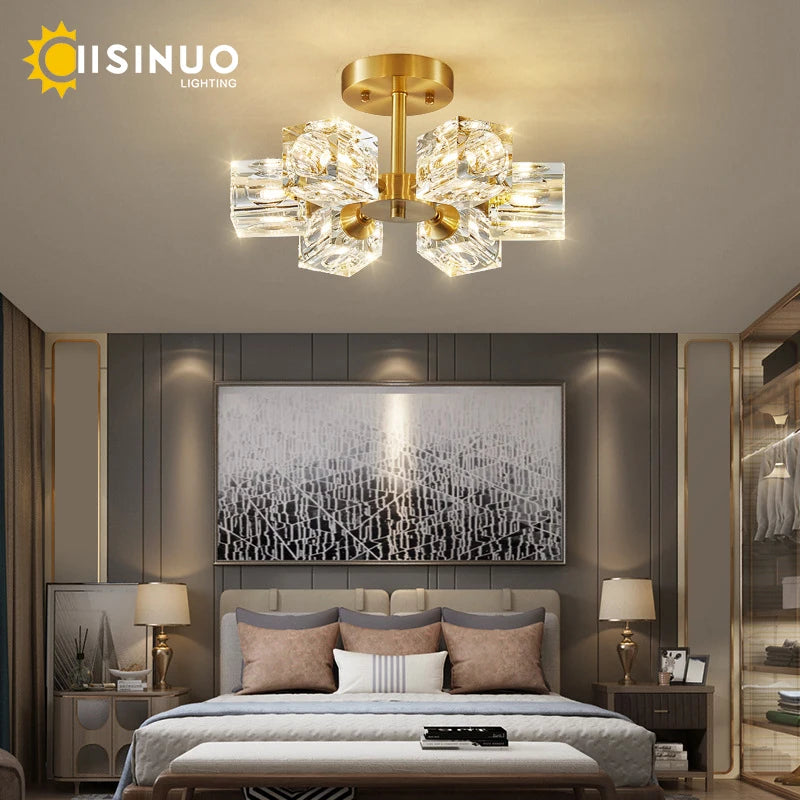 Ilaria Flush Mount Crystal Chandelier for Dining Room – Luxury – product view