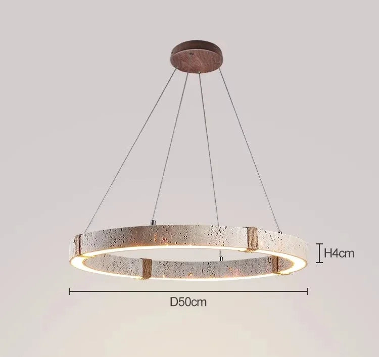 Travertine Chandelier – Modern Minimalist Dimmable LED for Dining Room, Living Room, Bedroom | Delphine Halo by Evenlyr