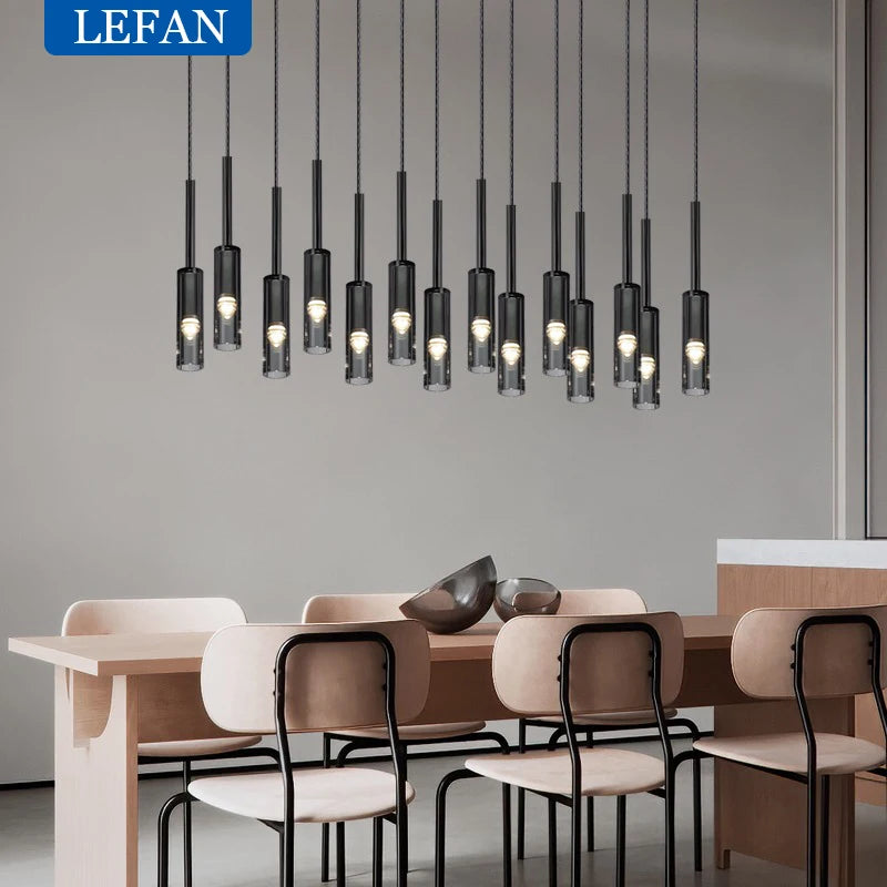 Quintara Long Copper and Glass Chandelier for Staircase – product view