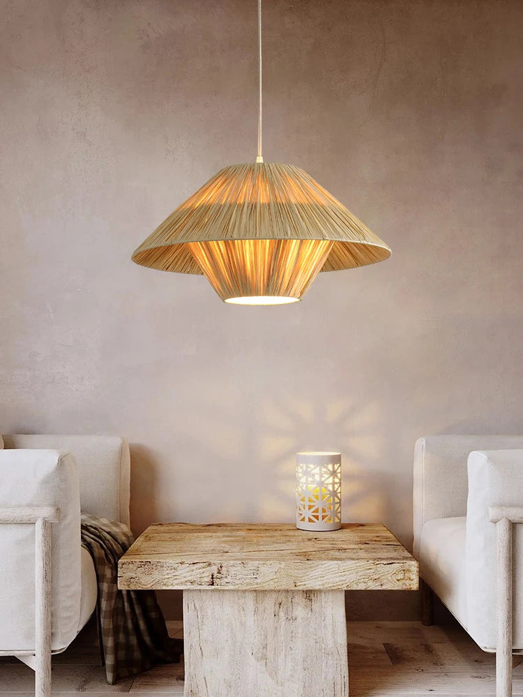 Rattan Pendant Light – Wabi-Sabi Japanese for Restaurant, Bedroom, Hotel | Thalia Orbit by Evenlyr