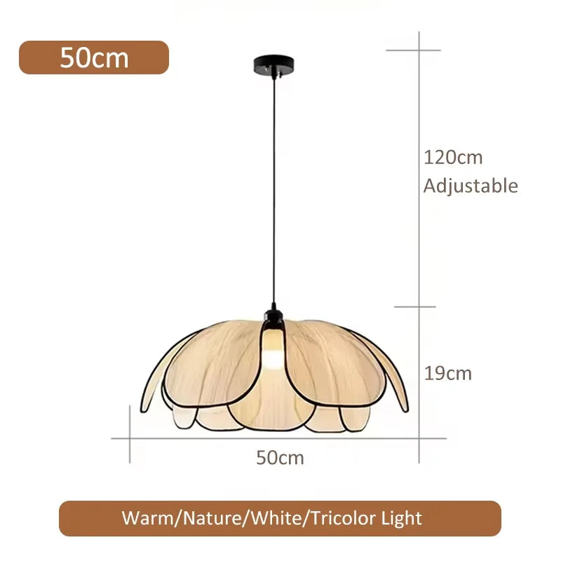 Liora Petal-Shaped Rattan Pendant Light for Tea Room – 3-Color