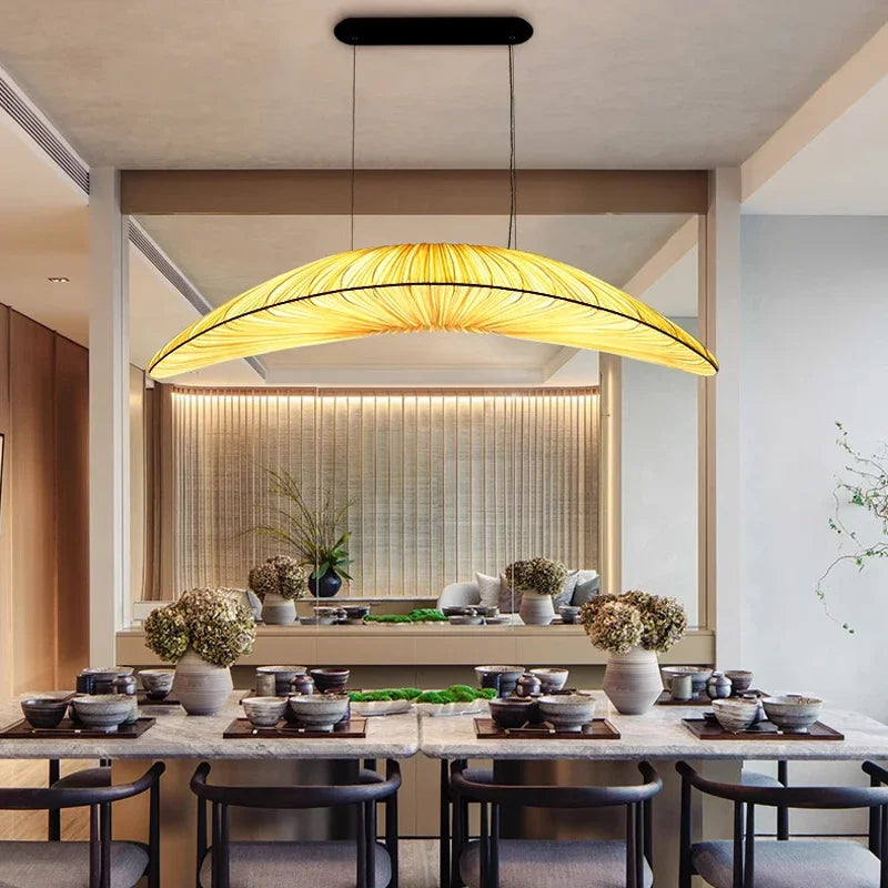 Nordic Modern Chandelier – Fabric for Foyer, Hotel Lobby | Solenne Crest by Evenlyr