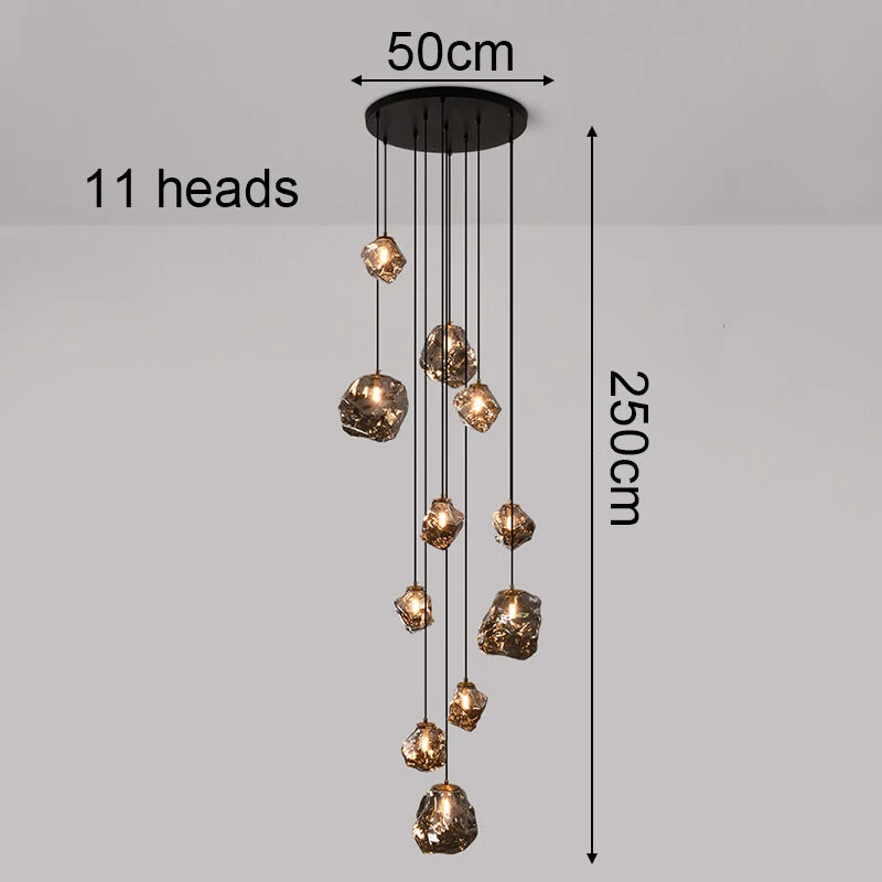 Designer Chandelier – Modern Minimalist Dimmable LED for Staircase, Foyer | Evanthe Veil by Evenlyr