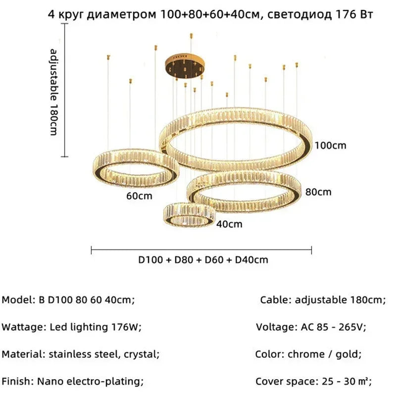 Evren Arc Dimmable Crystal Pendant Light – product view 7