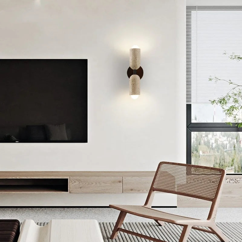 Evren Veil Travertine Wall Sconce – product view 2