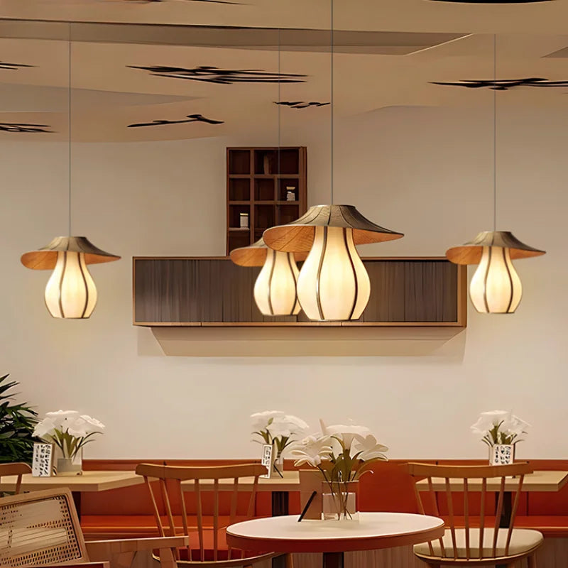 Rattan & Fabric Chandelier – Wabi-Sabi Japanese for Dining Room, Living Room, Bedroom | Elaris Dome by Evenlyr