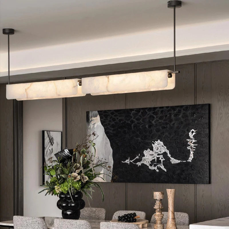 Alabaster & Marble Chandelier – Modern Minimalist for Dining Room, Kitchen Island, Living Room | Seraphine Line by Evenlyr