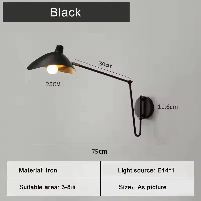 Metal Adjustable Swing-Arm Wall Sconce – Industrial Adjustable LED for Bedroom & Bedside, Living Room, Office & Study | Aveline Dome by Evenlyr