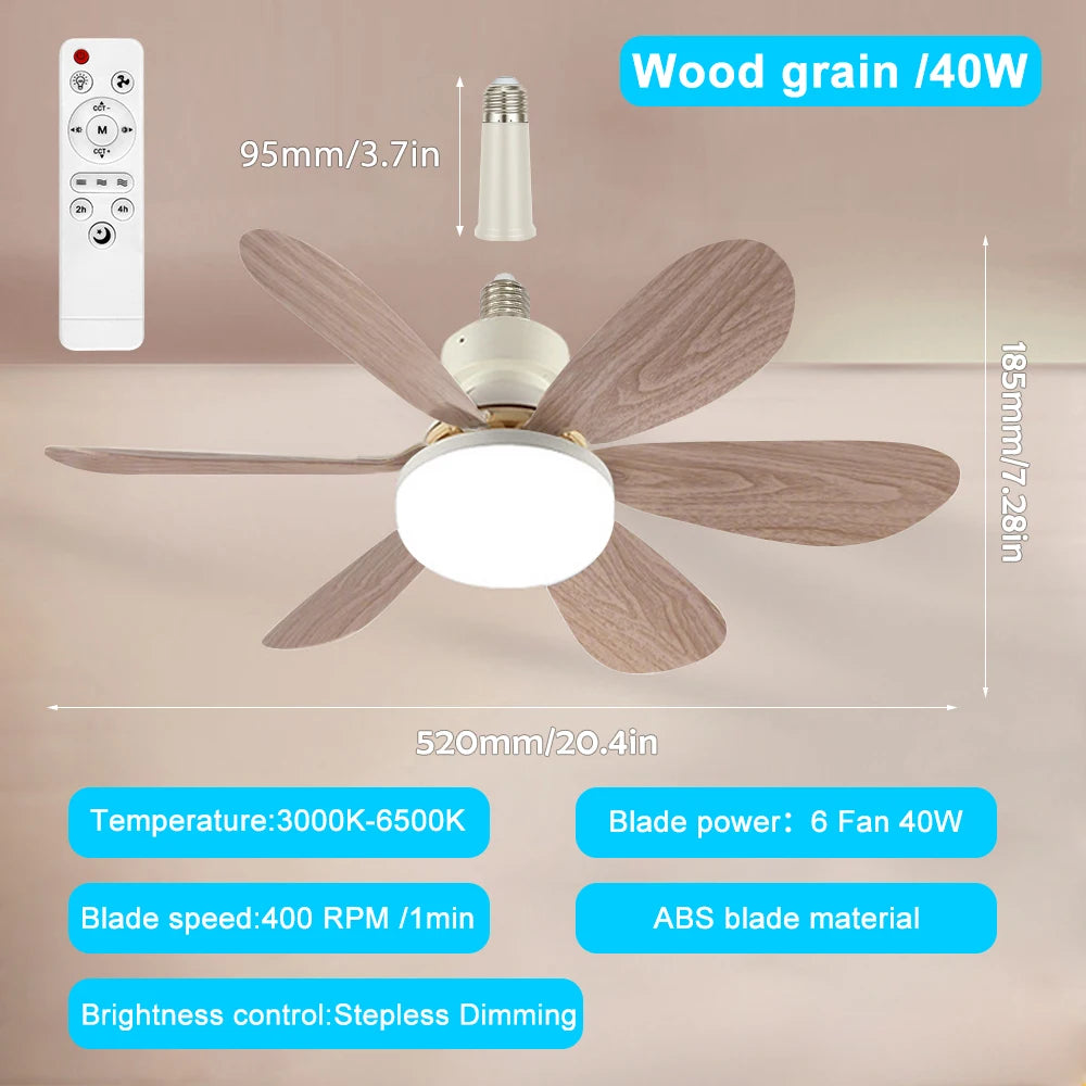 Doria 52cm E27 Ceiling Fan Light – 3-Color Remote