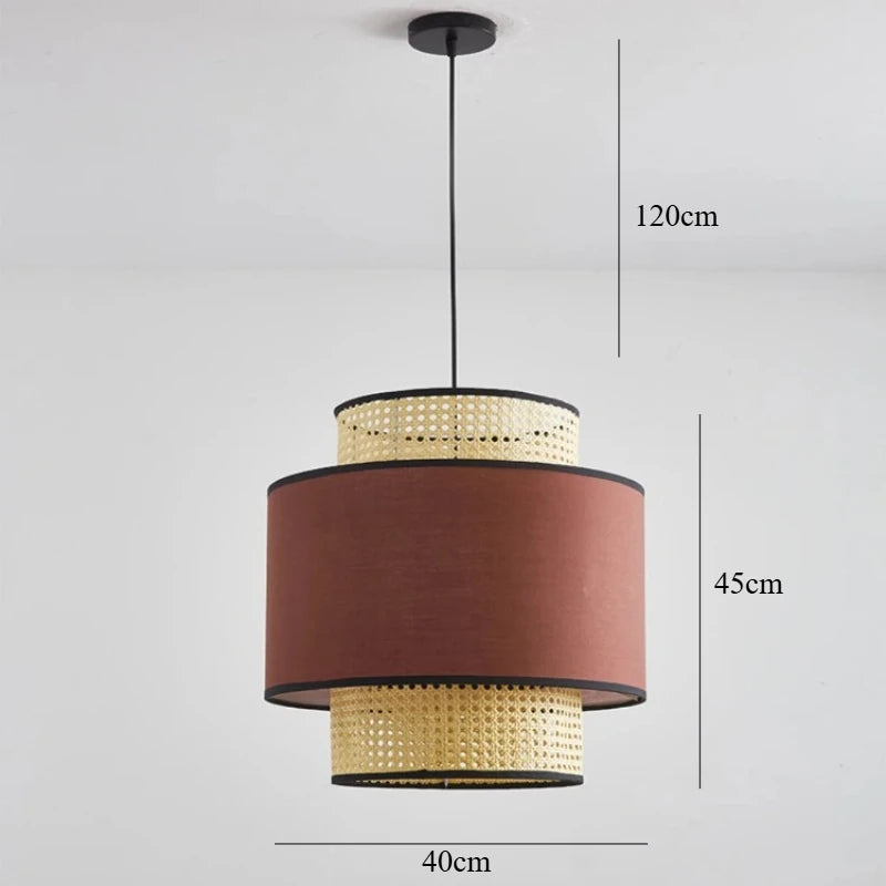 Rattan & Fabric Chandelier – Wabi-Sabi Japanese for Dining Room, Bedroom, Living Room | Aurelia Orbit by Evenlyr