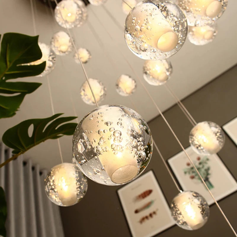 Glass & Crystal Pendant Light – Modern Minimalist for Restaurant, Kitchen Island, Dining Room | Solenne Halo by Evenlyr