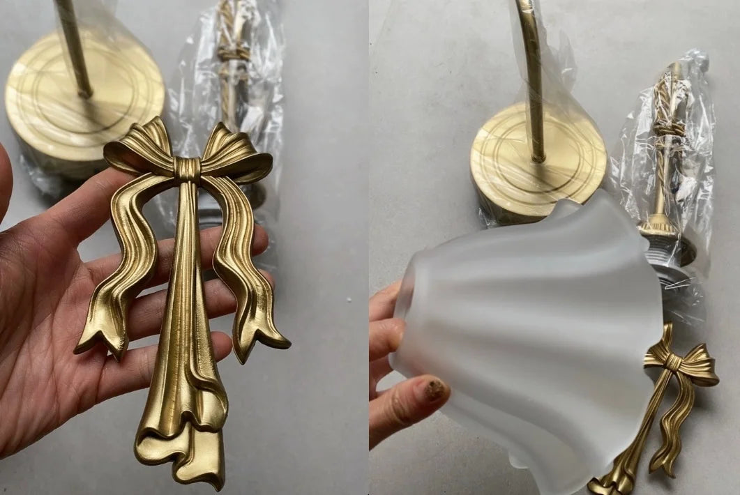 Vintage Bow Copper Bedside Wall Sconce – Pull-Cord Option