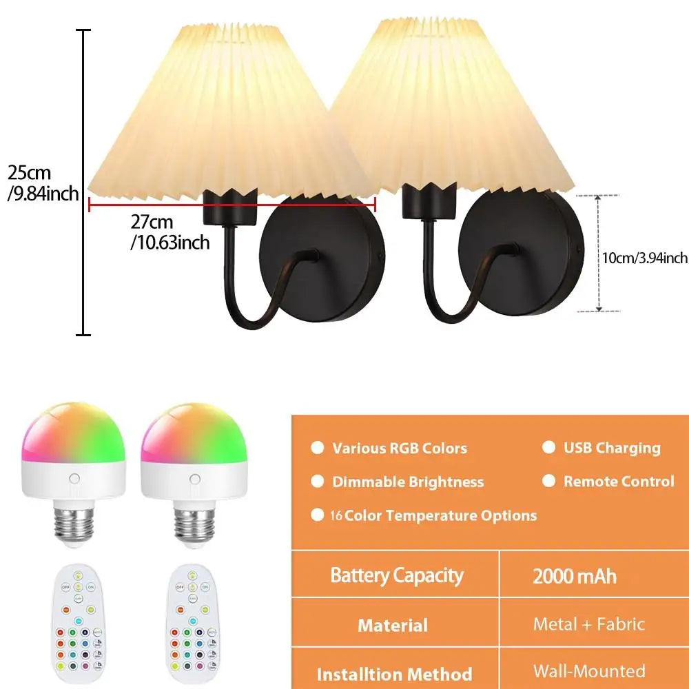 Elara Rechargeable RGB Wall Sconce Set – 2 Pack Remote