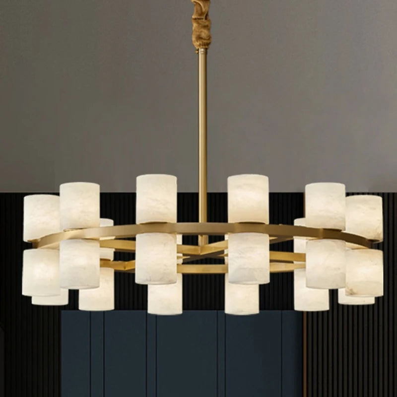 Alabaster & Marble Chandelier – Art Deco for Dining Room, Living Room, Foyer | Halcyon Crest by Evenlyr