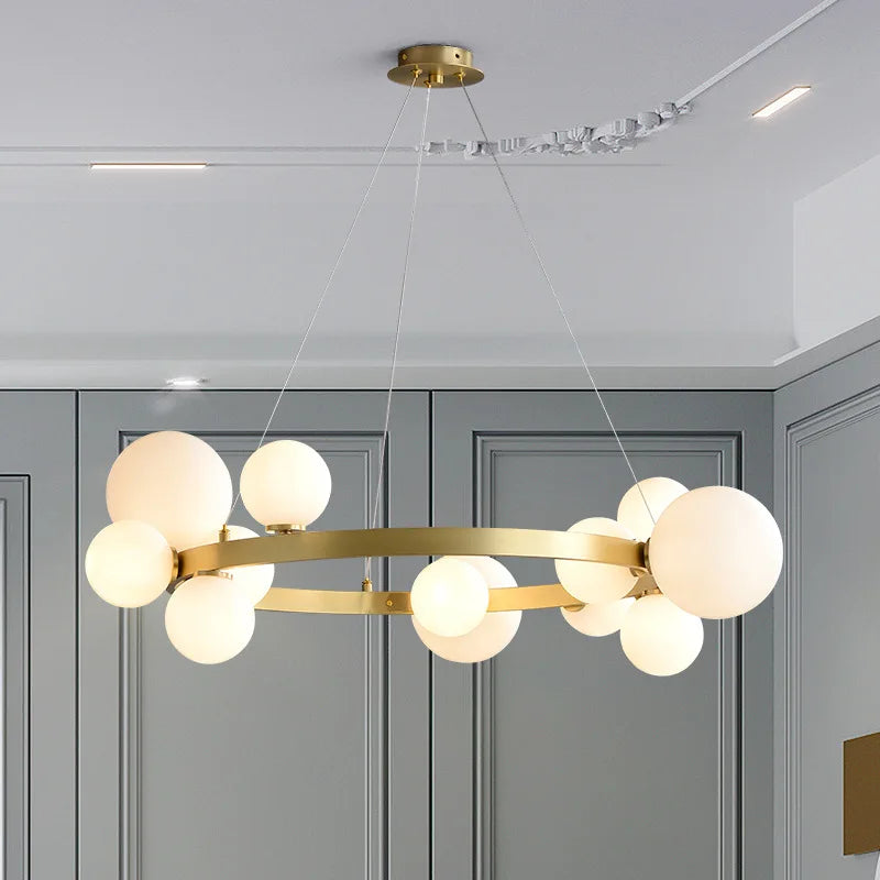 Glass Globe Chandelier – Modern LED for Bedroom & Bedside, Dining Room & Kitchen | Virelle Frame by Evenlyr