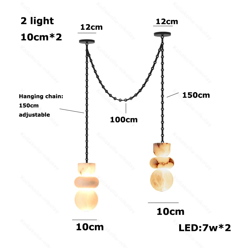 Alabaster & Marble Chandelier – Modern Dimmable LED for Living Room, Bedroom & Bedside | Maris Glow by Evenlyr