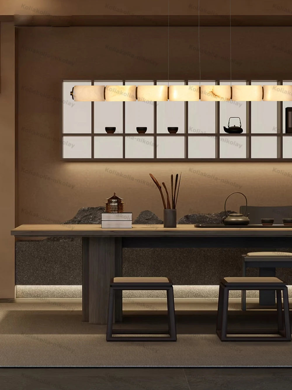 Alabaster & Marble Chandelier – Art Deco Dimmable LED for Dining Room, Living Room, Foyer | Vesper Line by Evenlyr