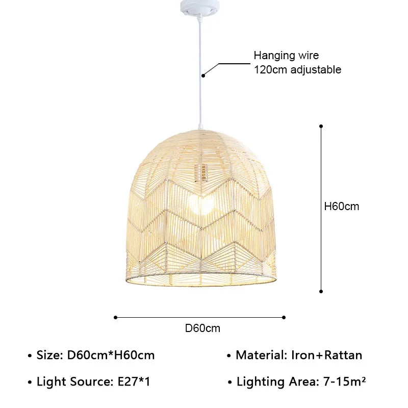 Orlena Modern Rattan Pendant Light for Bedroom
