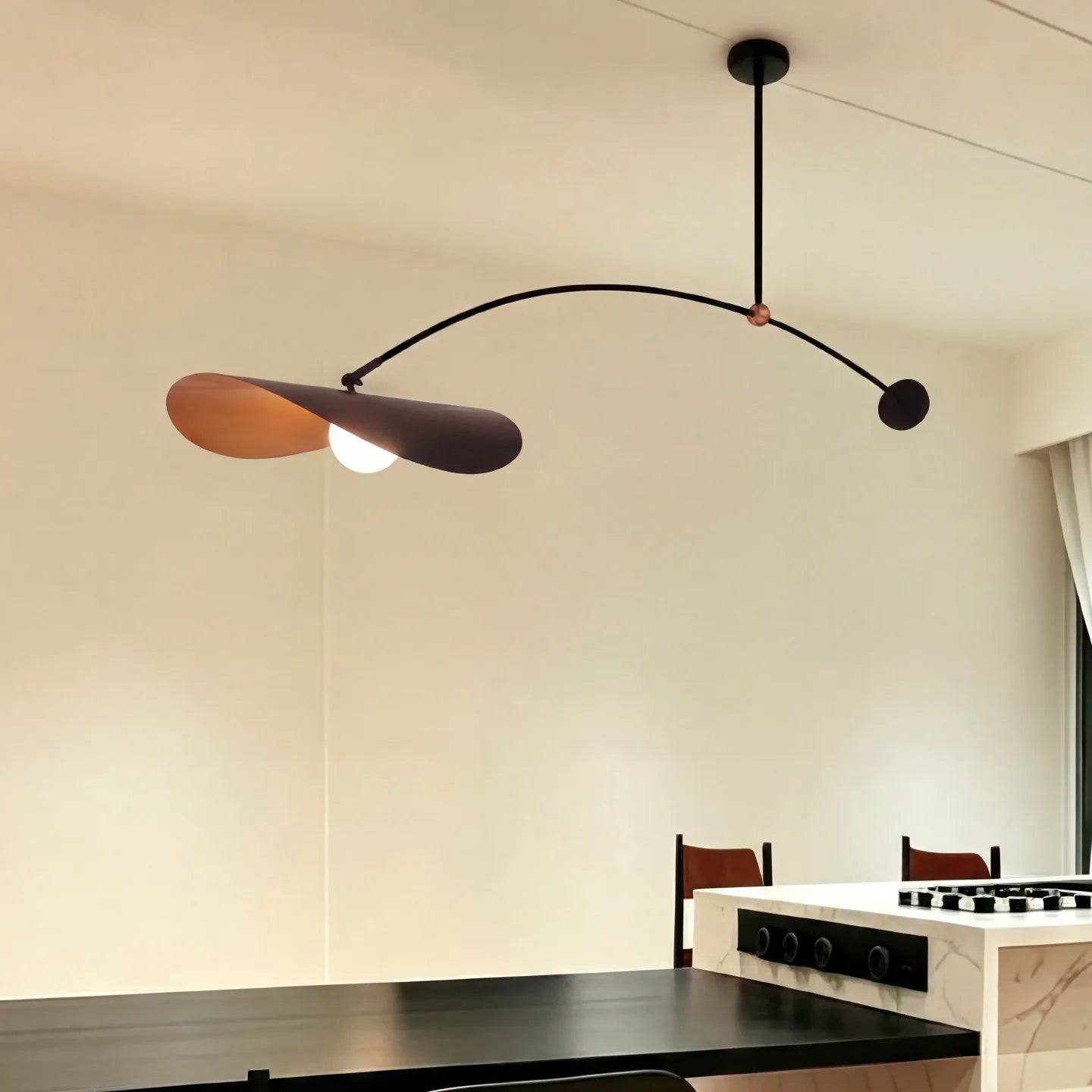 Caelia Arc Swing-Arm Metal Pendant Light – Art Deco Metal Swing-Arm Pendant Lights for Kitchen Island
