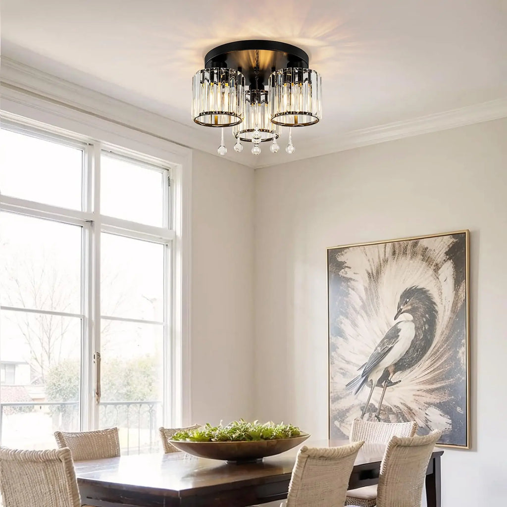 Caspian 3-Light Flush Mount Ceiling Light for Dining Room – Crystal – detail view 6