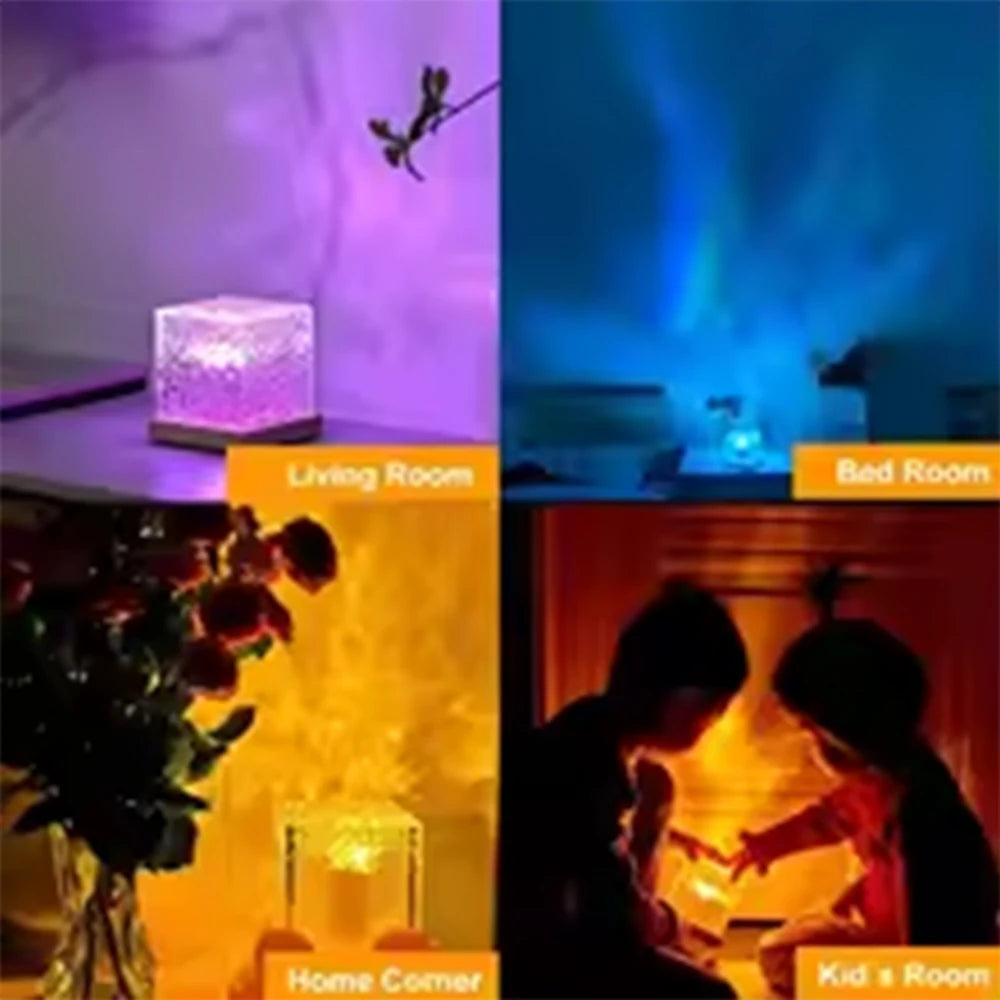 Eira Cascade Crystal Table Lamp – Rechargeable styled in a living room interior