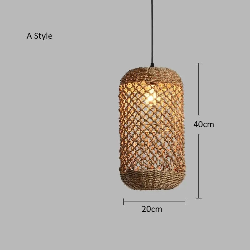 Caspian Lantern Rattan Pendant Light for Dining Room – Bamboo
