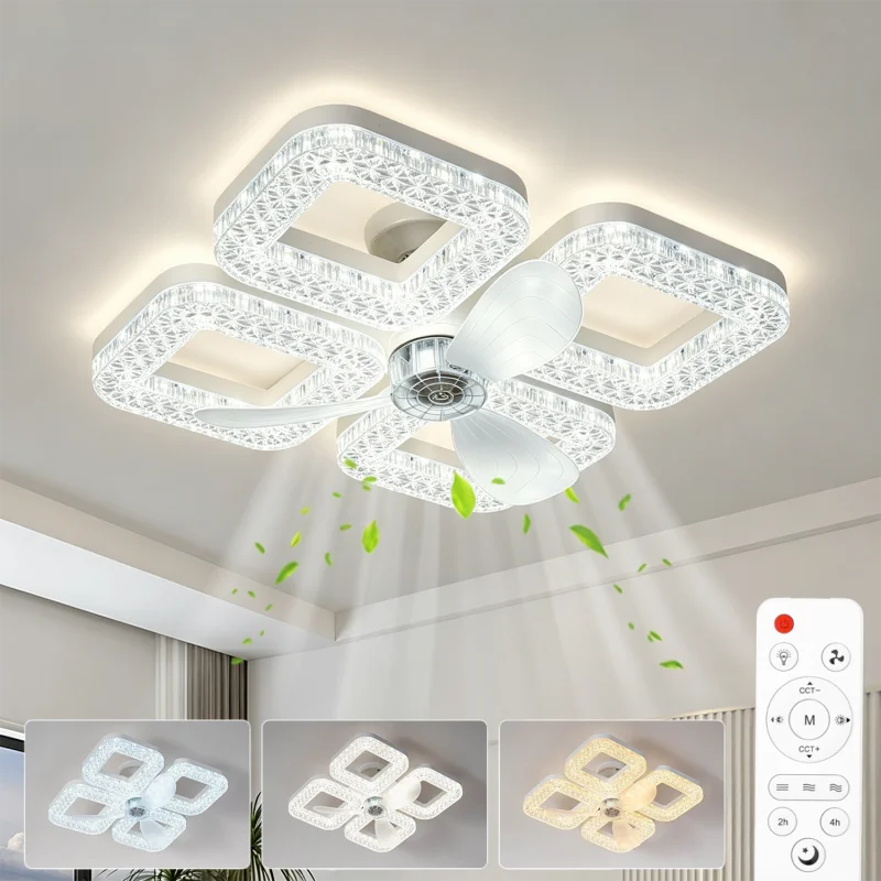 Liora 48W Ceiling Fan with Light for Living Room – Remote Control