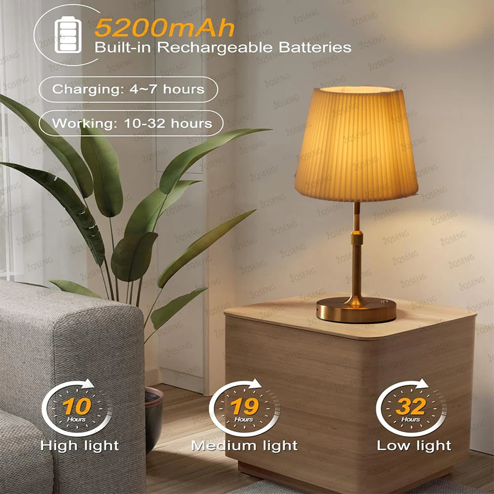 Metal Table Lamp – Modern Minimalist Cordless Rechargeable for Bedside, Restaurant Table, Hotel Room | Zaria Grove by Evenlyr
