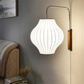 Fabric Adjustable Swing-Arm Wall Sconce – Japanese Vintage Adjustable Plug-In for Bedroom & Bedside, Hotel & Hospitality, Restaurant & Café | Aveline