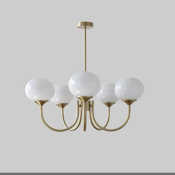 Aurelia Pink-Globe Brass Chandelier for Dining Room – French Cream