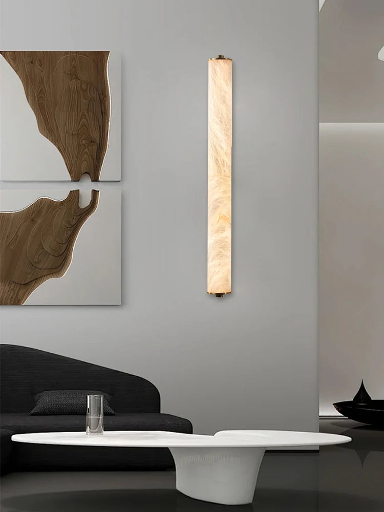 Alabaster & Marble Linear Wall Sconce – Modern Linear for Bathroom | Lunara Crest by Evenlyr