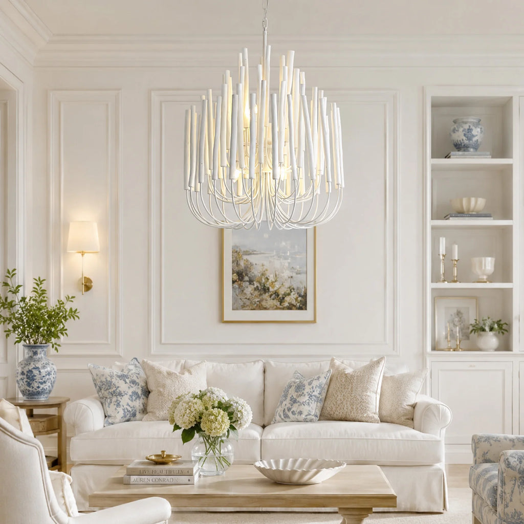 Doria Round Wood Chandelier for Living Room – Farmhouse – detail view 6