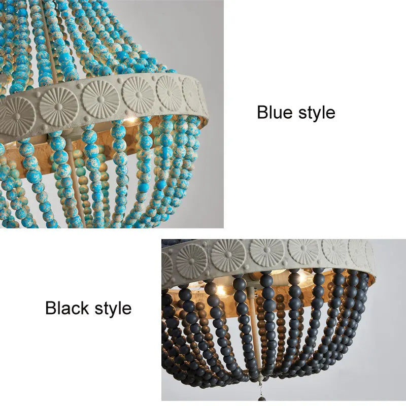 Merano Wooden Bead Chandelier for Dining Room – French Country