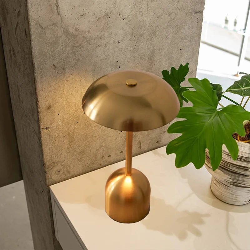 Metal Table Lamp – Modern Minimalist Cordless Rechargeable for Bedside, Restaurant Table, Hotel Room | Coralie Column by Evenlyr