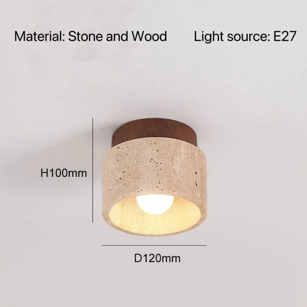 Travertine Flush Mount Ceiling Light – Wabi-Sabi for Hallway & Entryway, Hotel & Hospitality | Maris Halo by Evenlyr