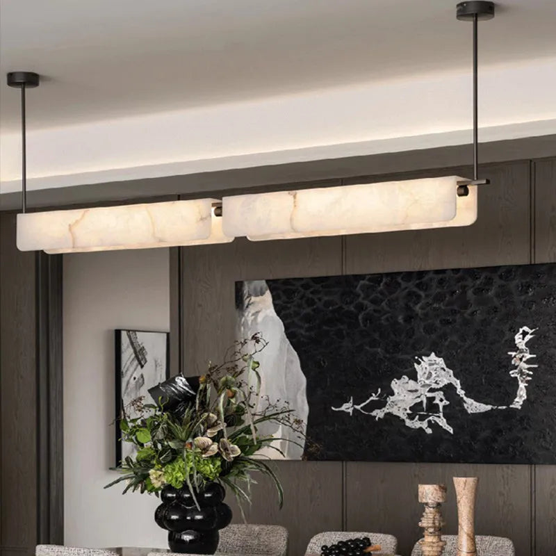 Alabaster & Marble Chandelier – Modern Minimalist for Dining Room, Kitchen Island, Living Room | Seraphine Line by Evenlyr